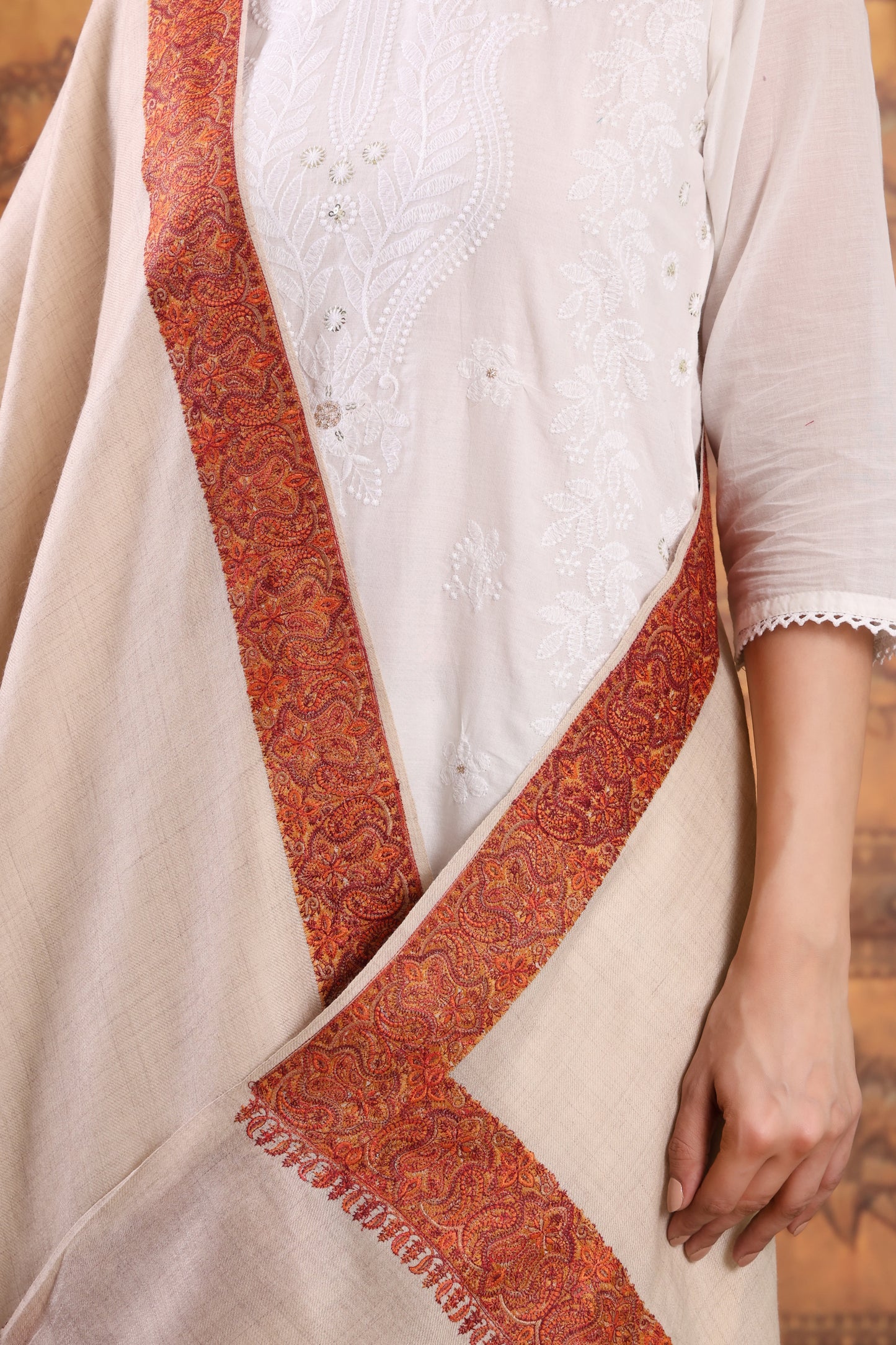 GIRRAJ PASHMINA 4 SIDE BORDER EMBROIDERY STOLE