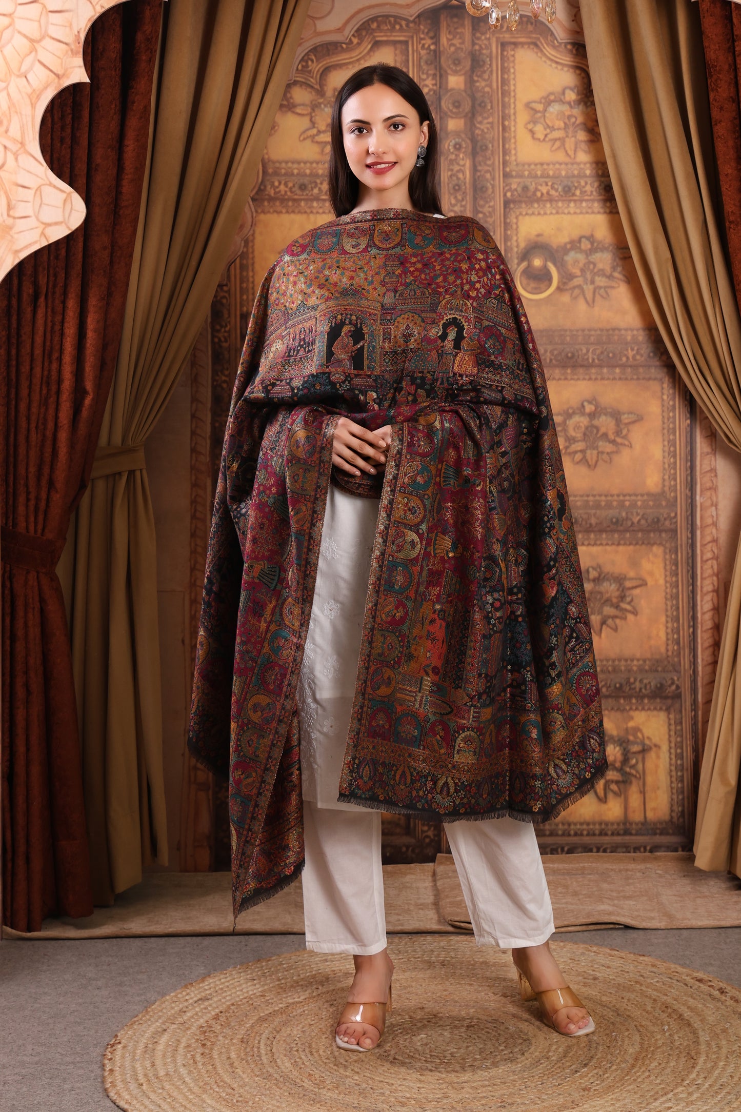 GIRRAJ PASHMINA ZARI KAANI BLACK COLOUR SHAWL