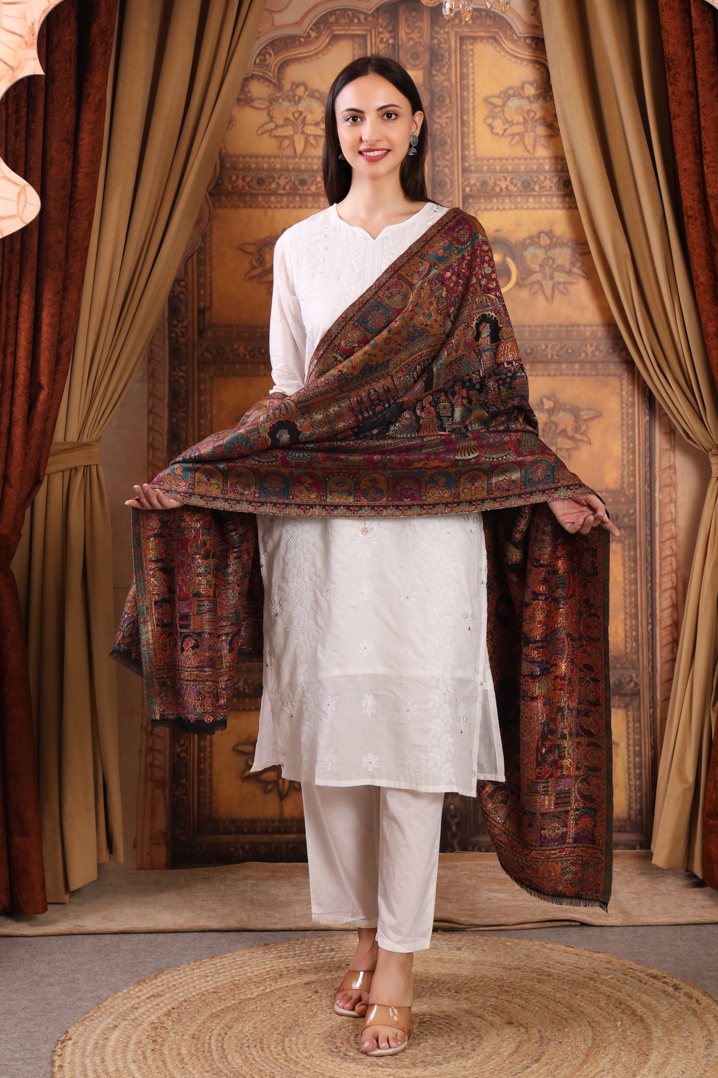 GIRRAJ PASHMINA ZARI KAANI BLACK COLOUR SHAWL