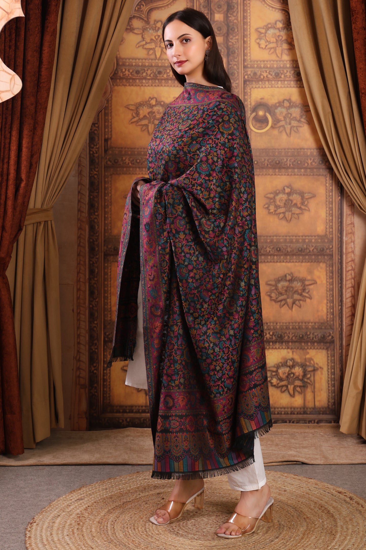 GIRRAJ PASHMINA KAANI JAAL MULTICOLOUR SHAWL