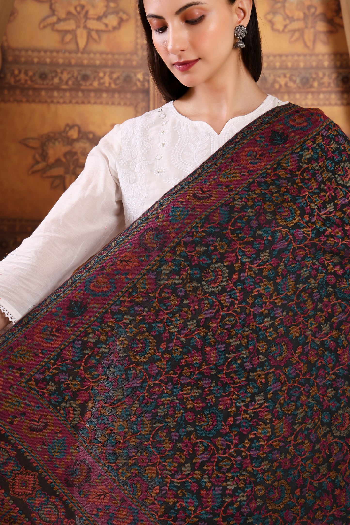 GIRRAJ PASHMINA KAANI JAAL MULTICOLOUR SHAWL