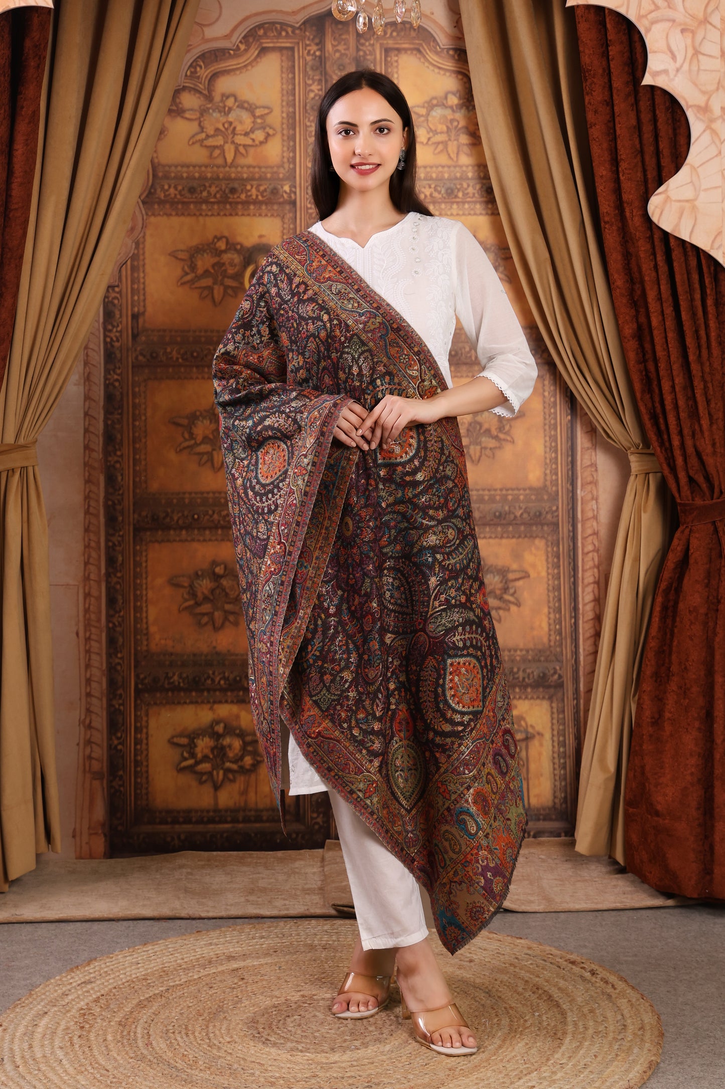 GIRRAJ PASHMINA ZARI KAANI FW STOLE
