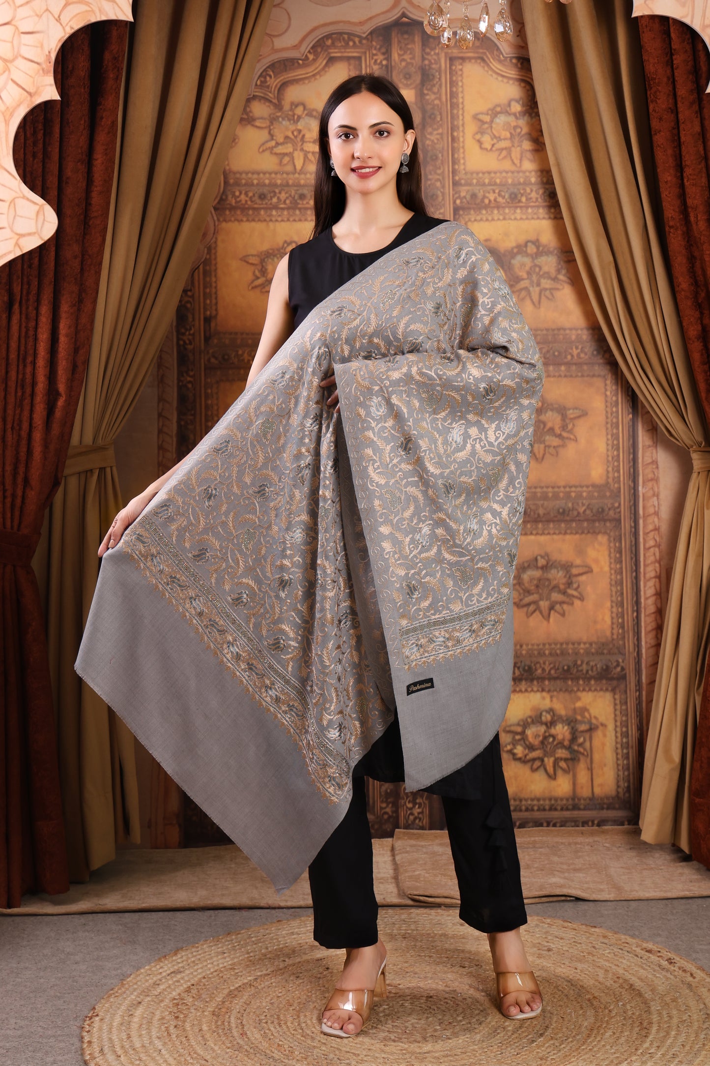 GIRRAJ PASHMINA SIROSKI JAAL EMBROIDERY STOLE