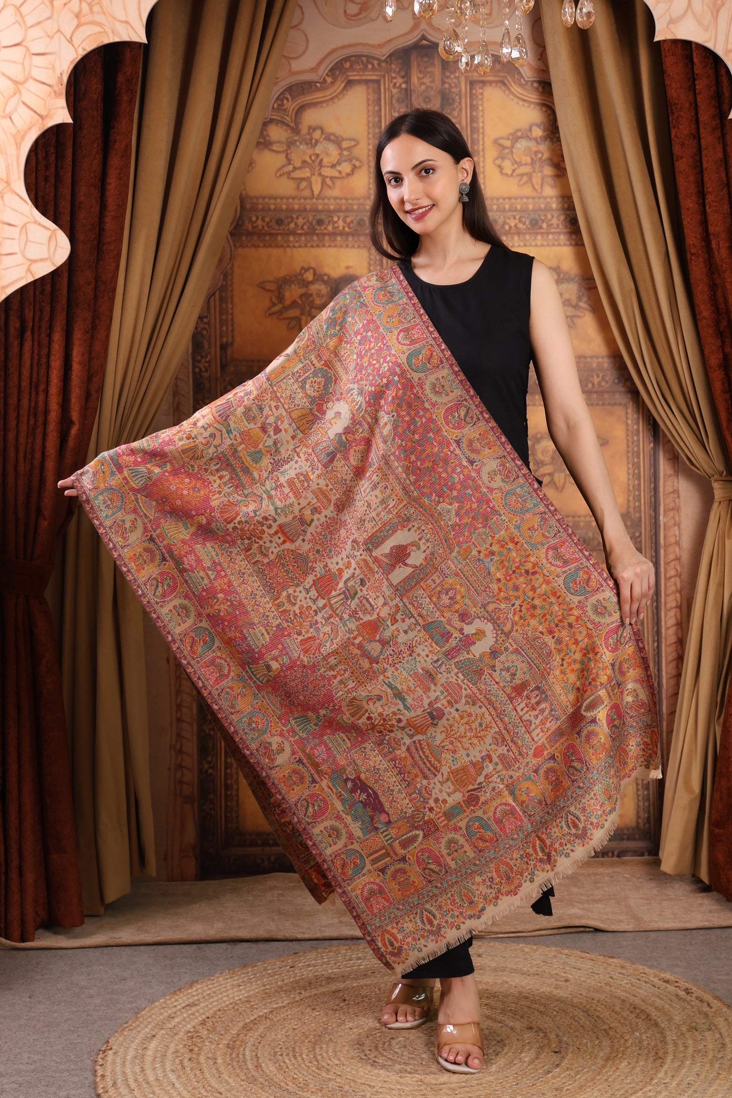 GIRRAJ PASHMINA ZARI KAANI STOLE