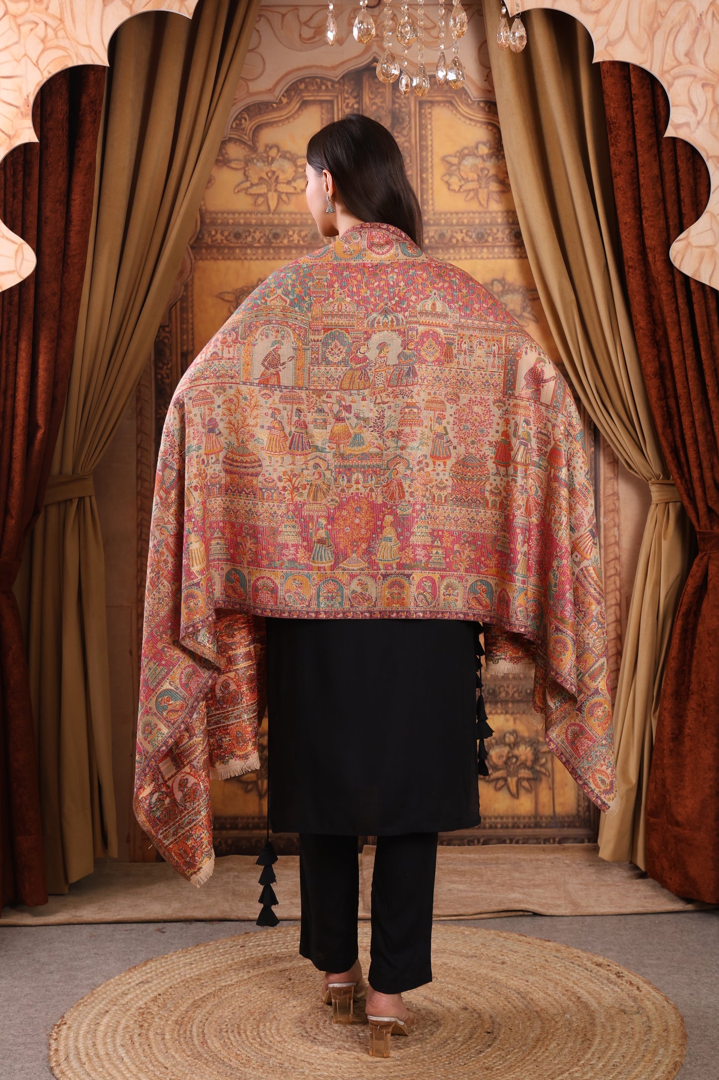 GIRRAJ PASHMINA ZARI KAANI STOLE
