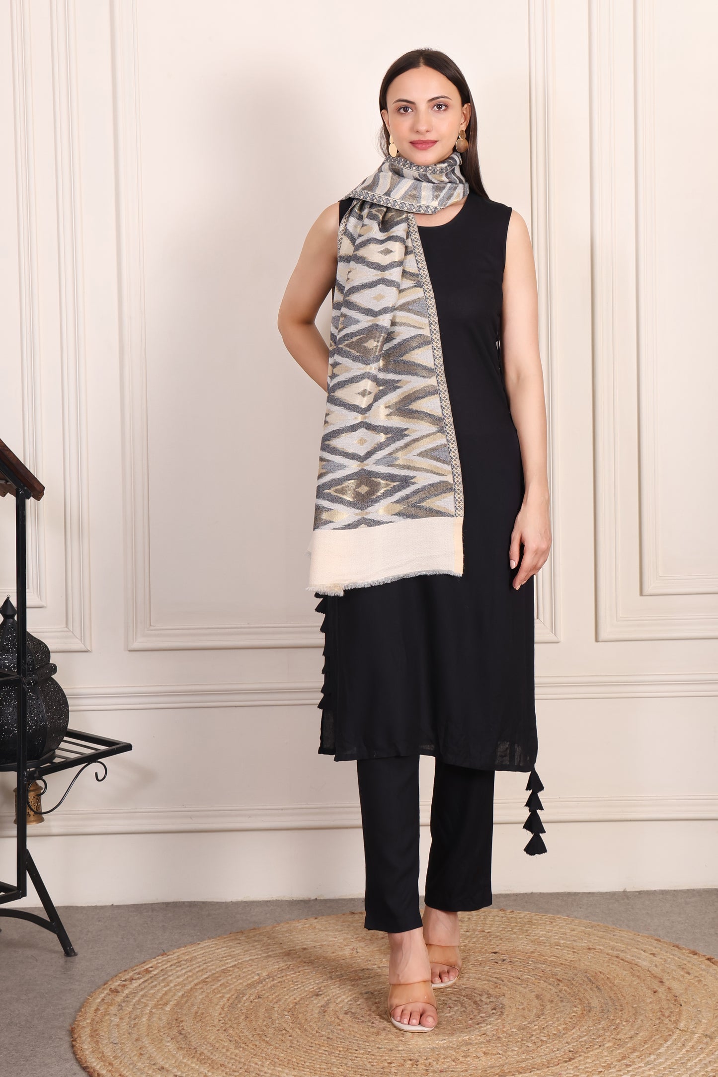 GIRRAJ PASHMINA IKKAT ZARI FW DESIGN STOLE