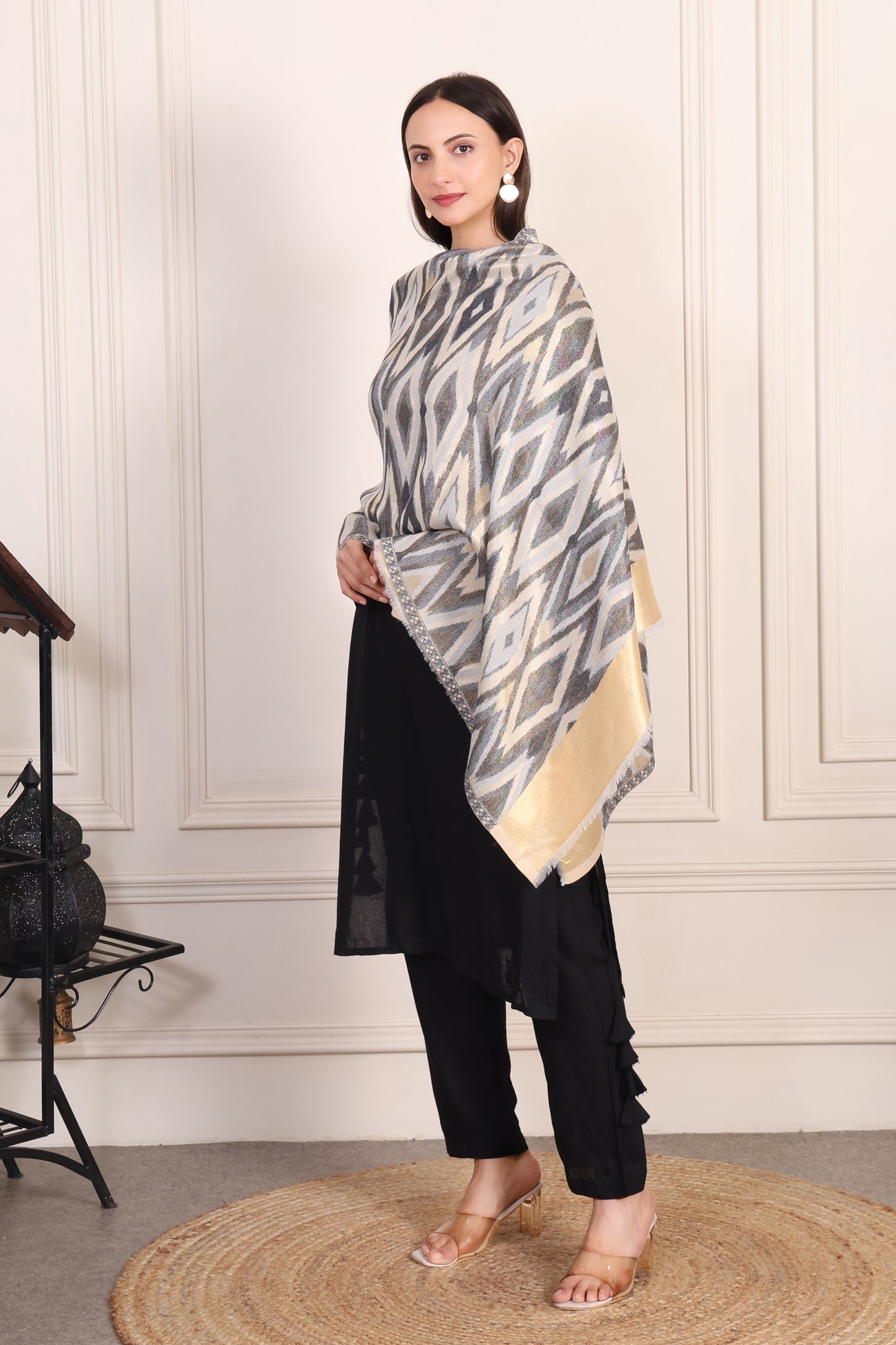 GIRRAJ PASHMINA IKKAT ZARI FW DESIGN STOLE