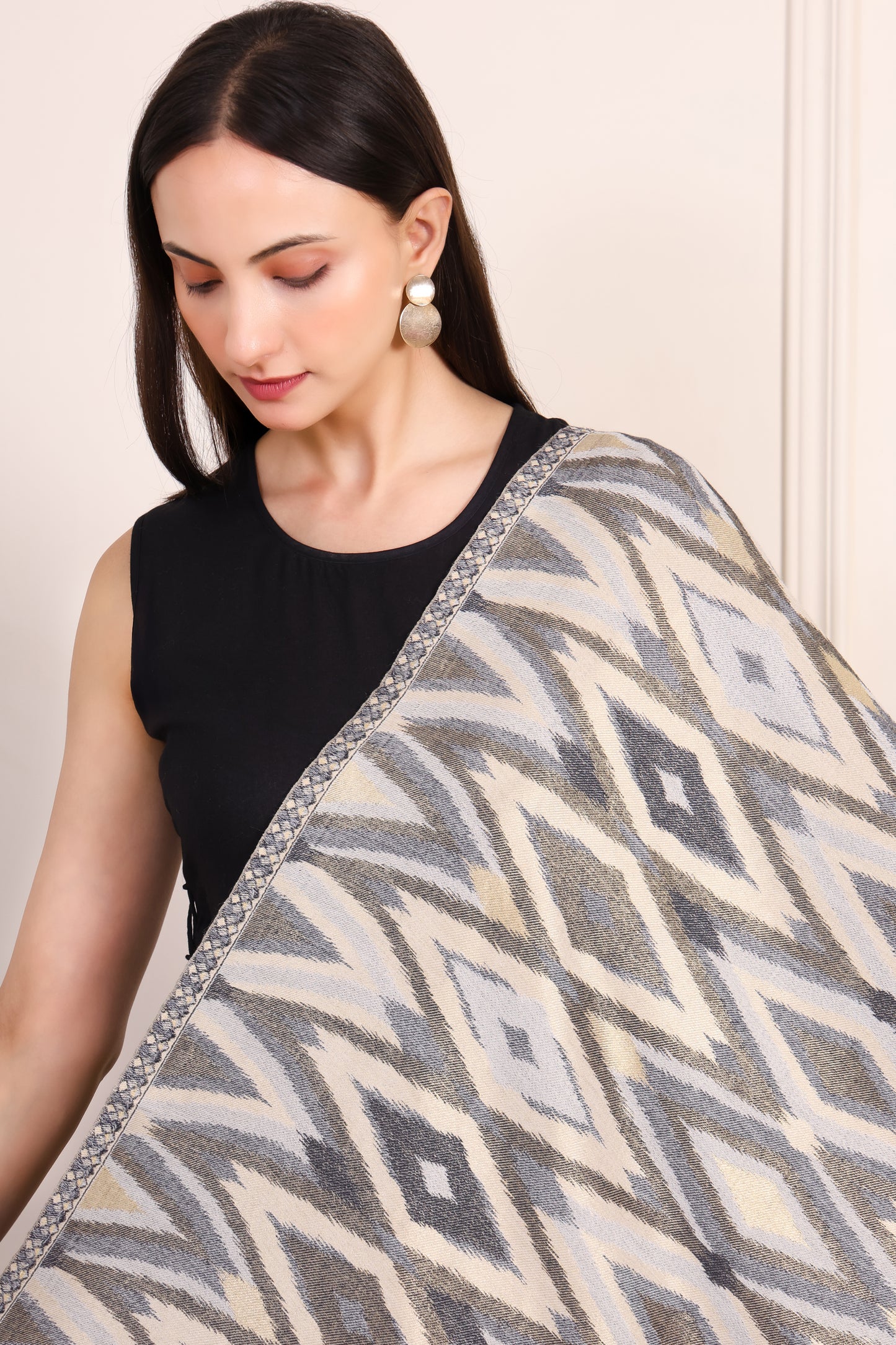 GIRRAJ PASHMINA IKKAT ZARI FW DESIGN STOLE