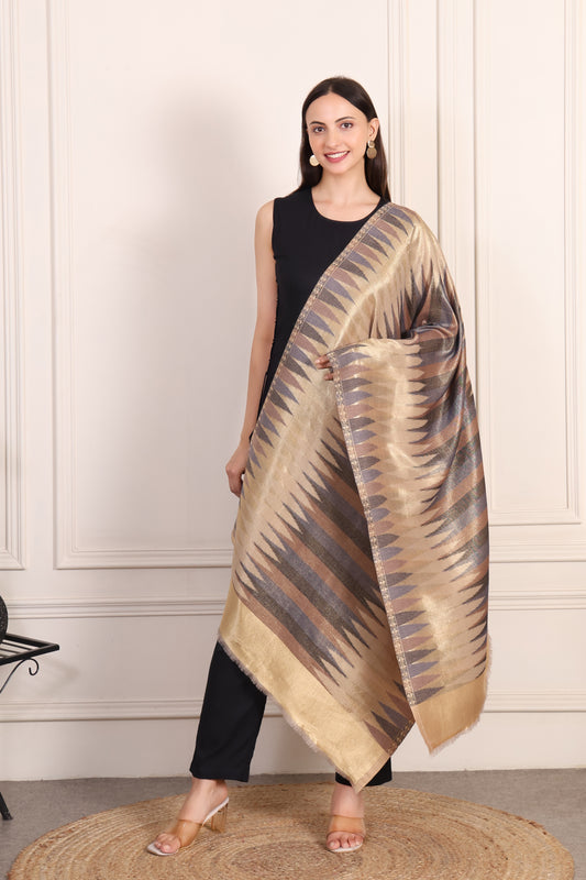 GIRRAJ PASHMINA IKKAT ZARI FW STOLE