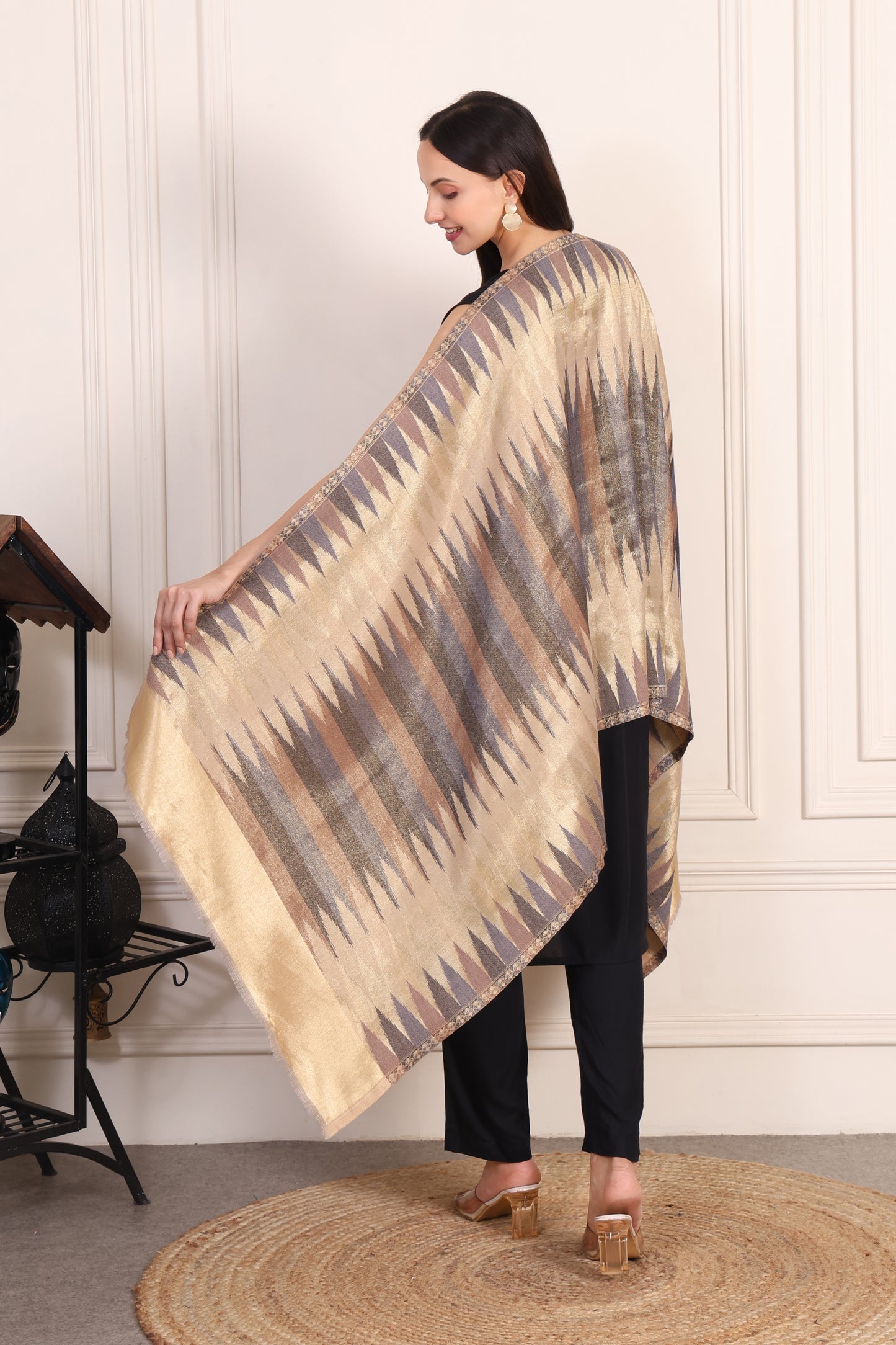 GIRRAJ PASHMINA IKKAT ZARI FW STOLE