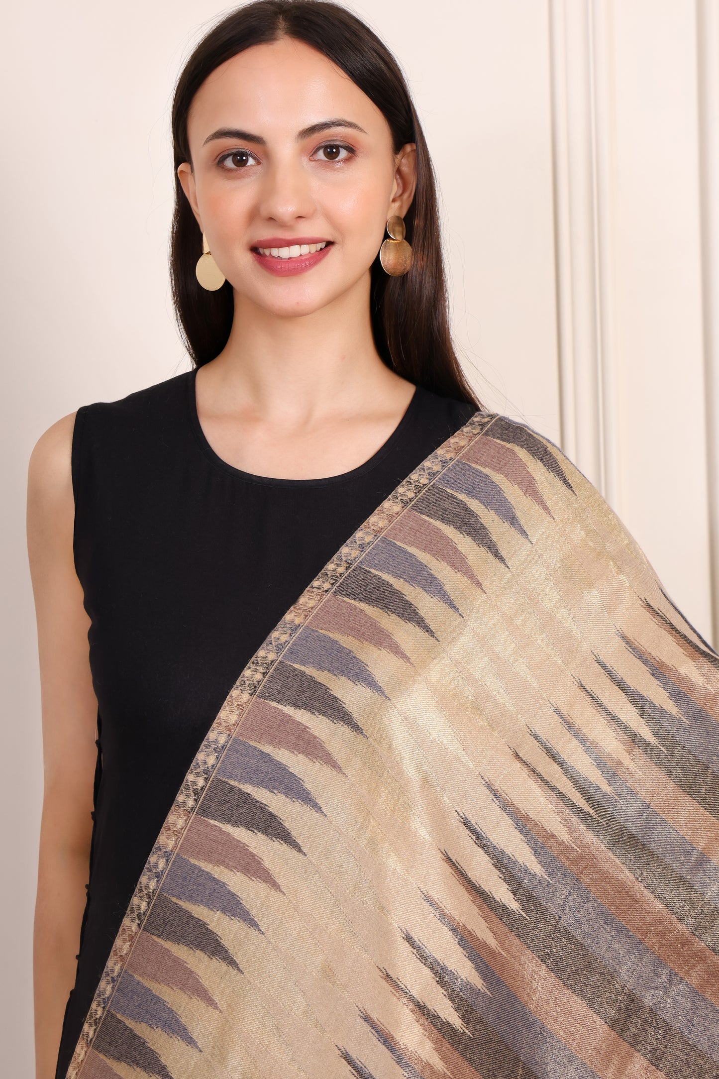 GIRRAJ PASHMINA IKKAT ZARI FW STOLE