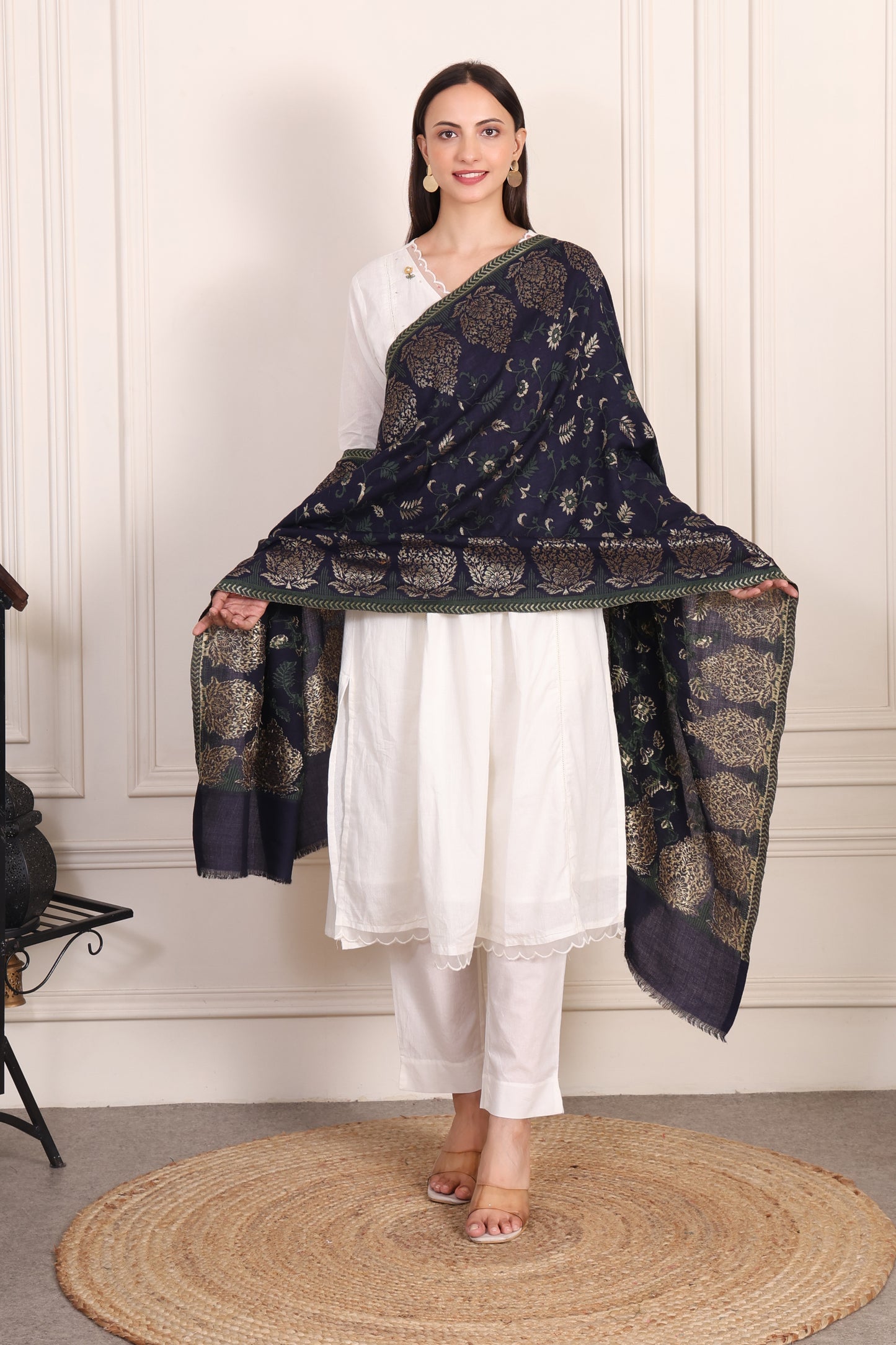 GIRRAJ PASHMINA KAANI ZARI JAAL STOLE
