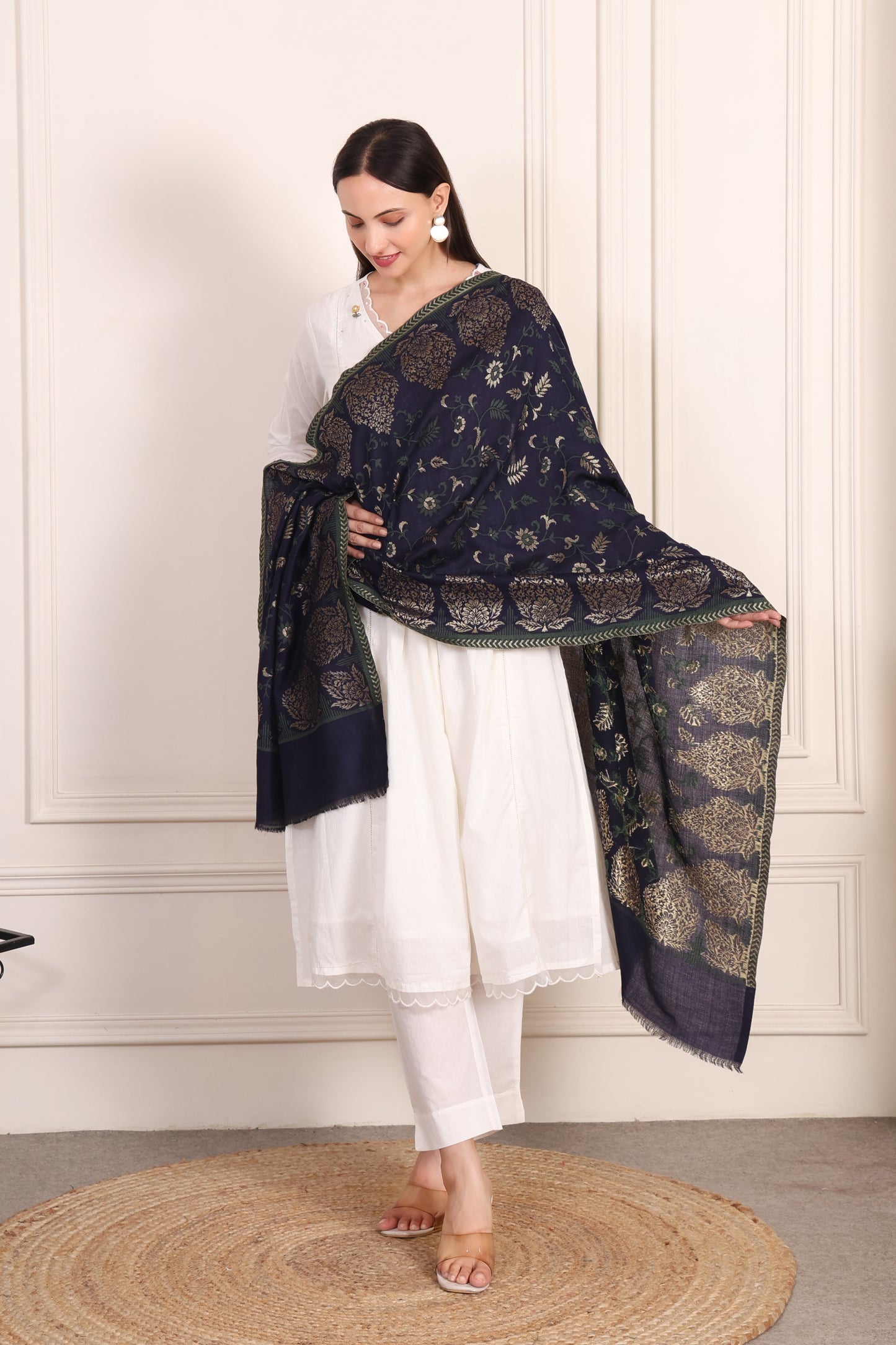 GIRRAJ PASHMINA KAANI ZARI JAAL STOLE