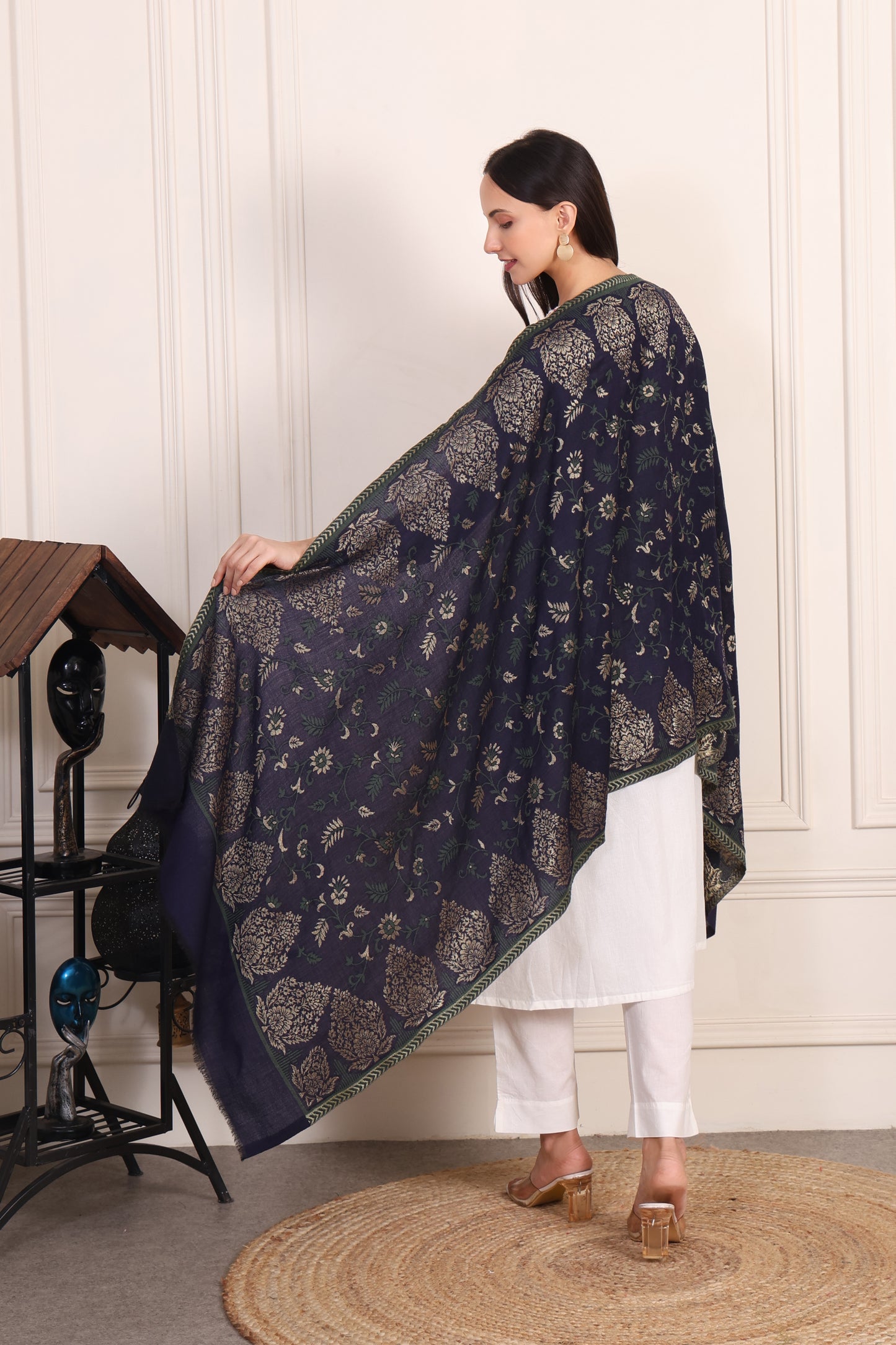 GIRRAJ PASHMINA KAANI ZARI JAAL STOLE