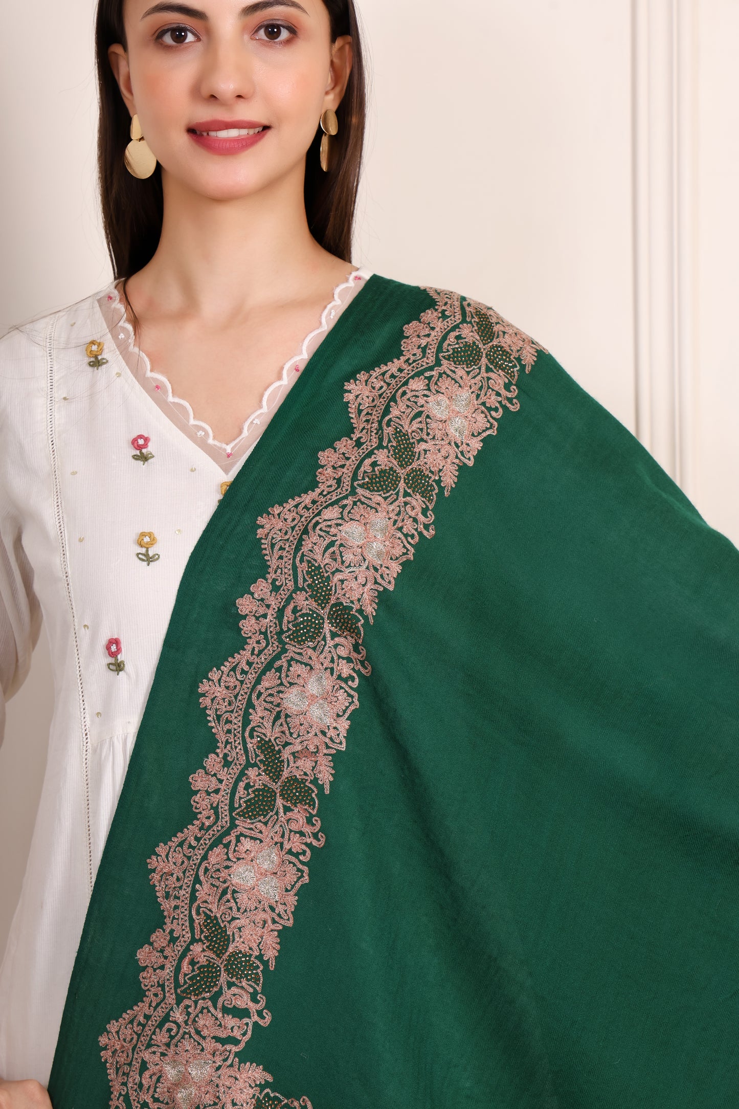 GIRRAJ PASHMINA 4 SIDE DEER BORDER STOLE