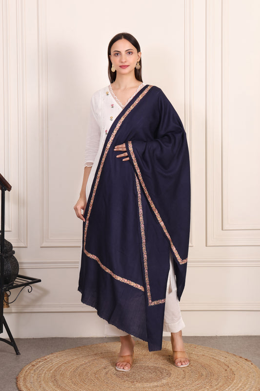 GIRRAJ PASHMINA 4 SIDE NALKI BORDER STOLE