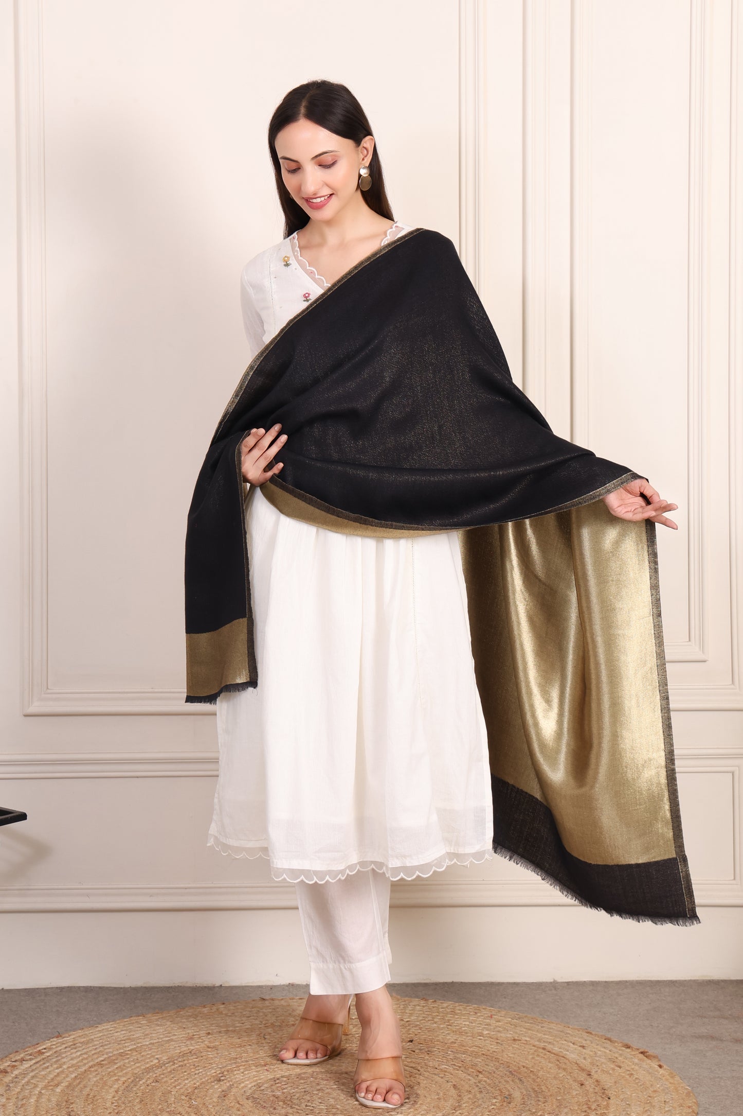 GIRRAJ PASHMINA FW FLIP PALLA R/V ZARI STOLE