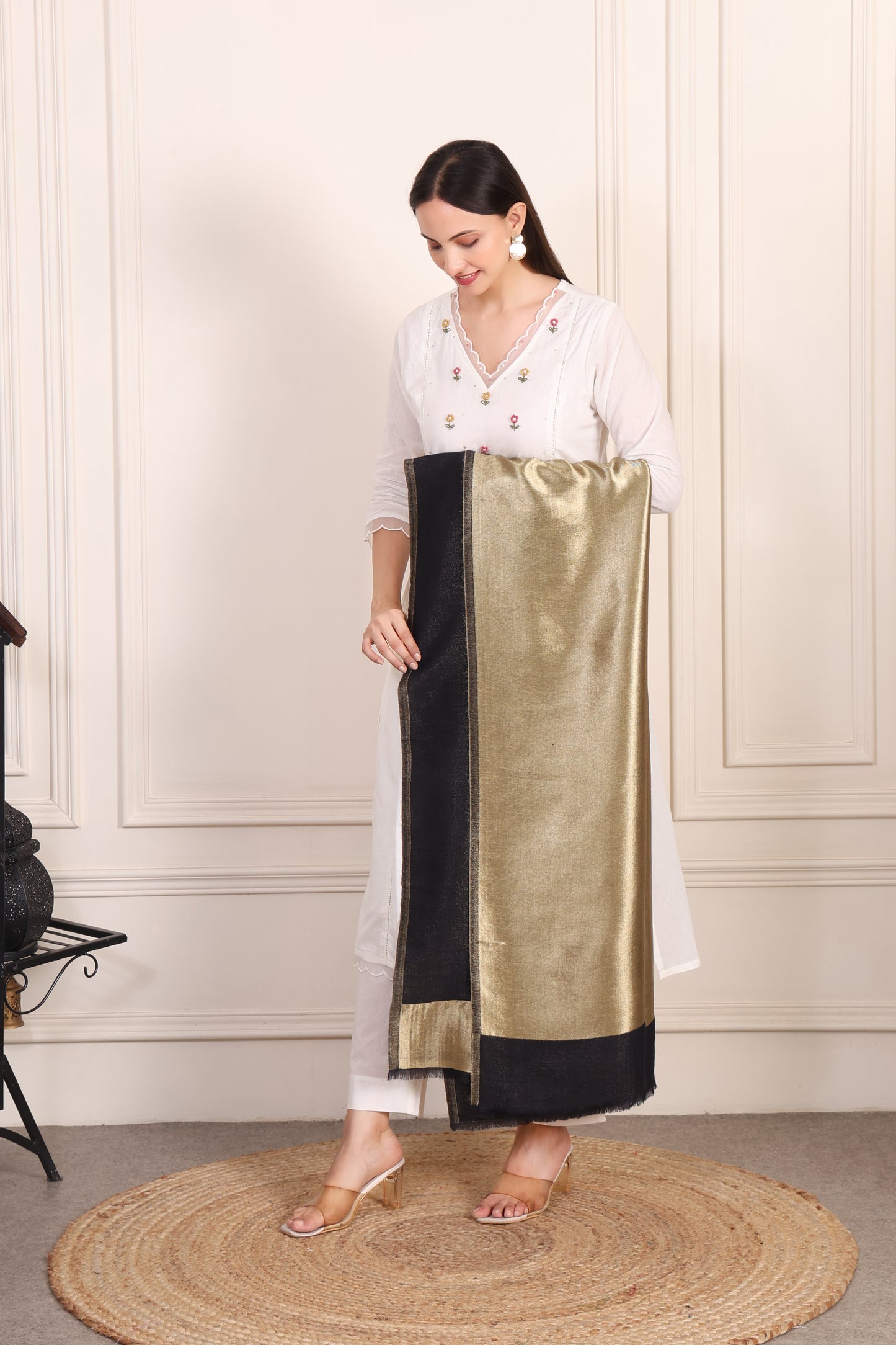 GIRRAJ PASHMINA FW FLIP PALLA R/V ZARI STOLE