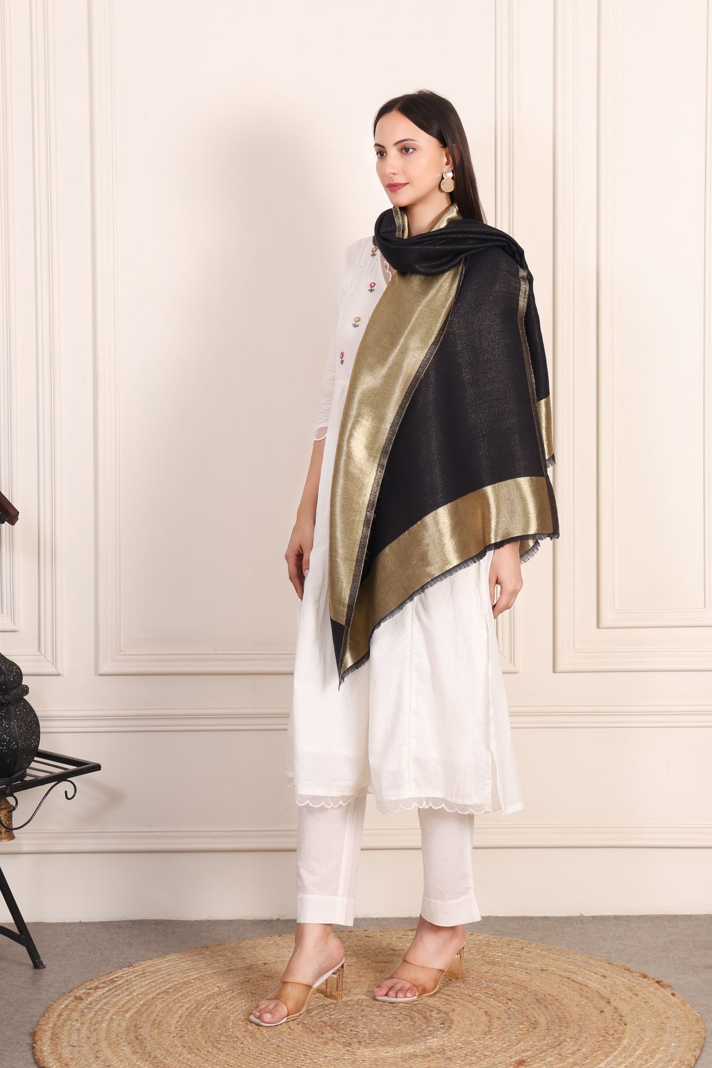 GIRRAJ PASHMINA FW FLIP PALLA R/V ZARI STOLE