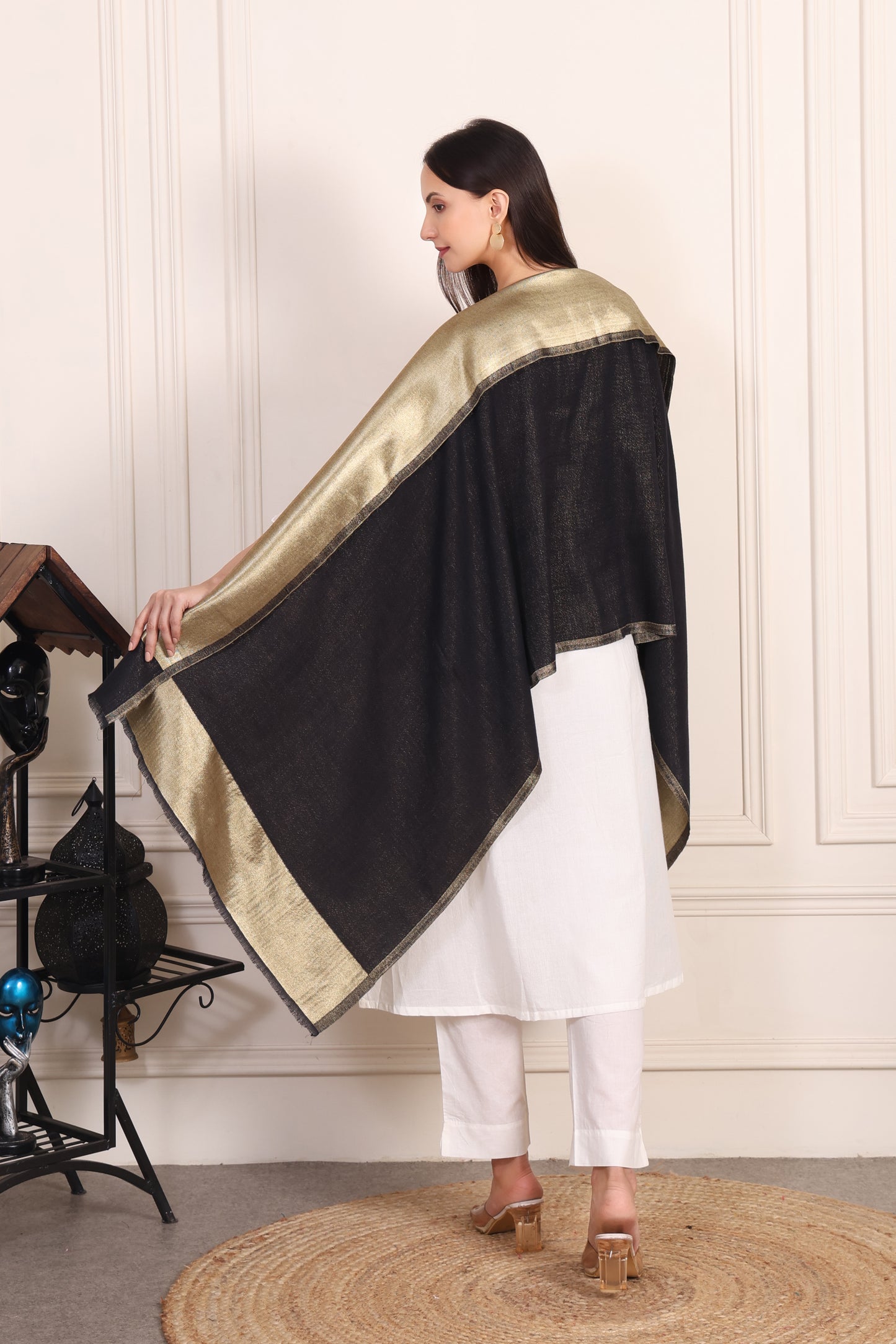 GIRRAJ PASHMINA FW FLIP PALLA R/V ZARI STOLE
