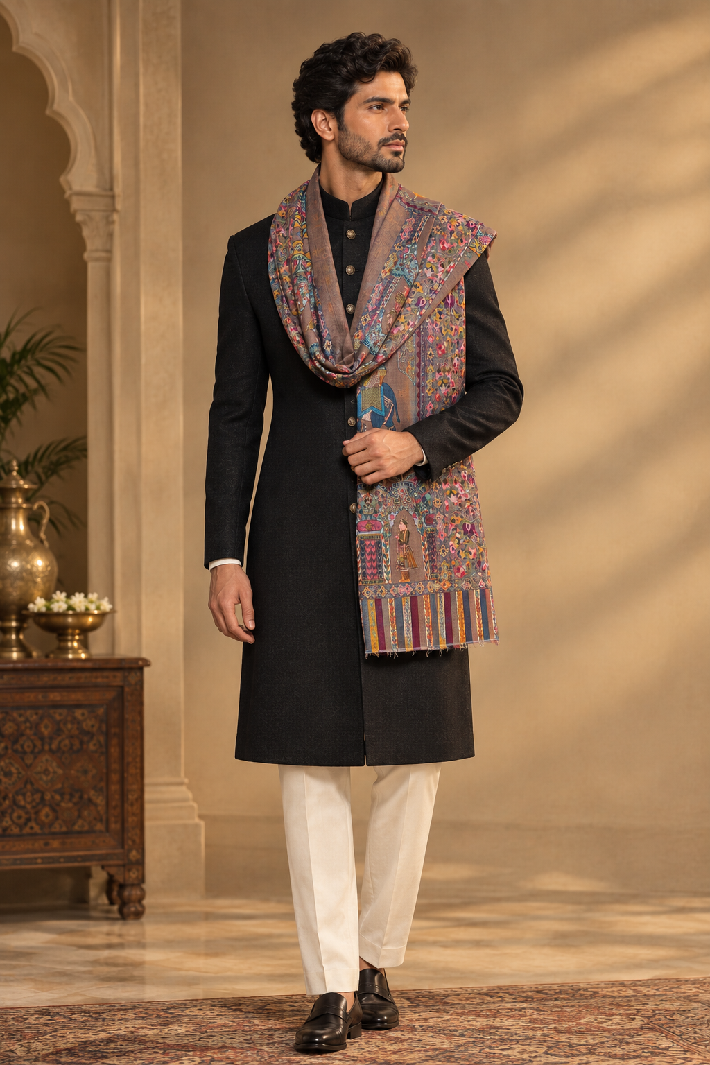 GIRRAJ HIS AND HER COUPLE GIFT SET WITH BOX REVERSIBLE STOLE