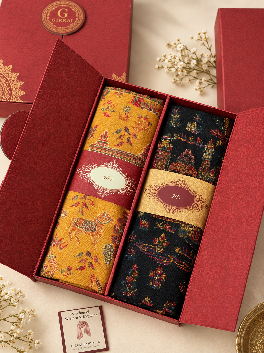 GIRRAJ PASHMINA COUPLE GIFT BOX STOLES