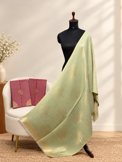 GIRRAJ WOMEN'S GOLDEN TREE FLIP REVERSIBLE STOLE