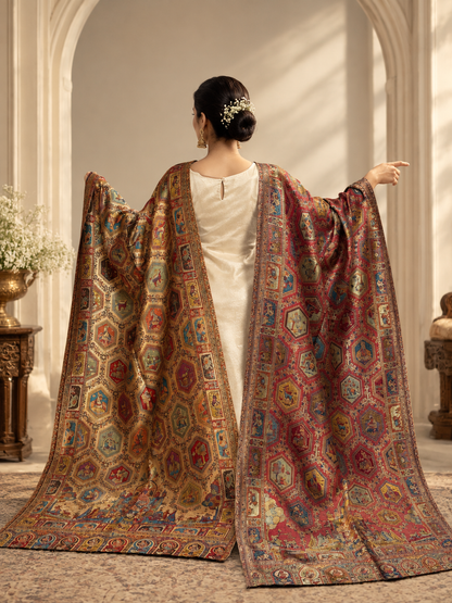 GIRRAJ UNISEX RESHAM JAAL MUGHAL STOLE