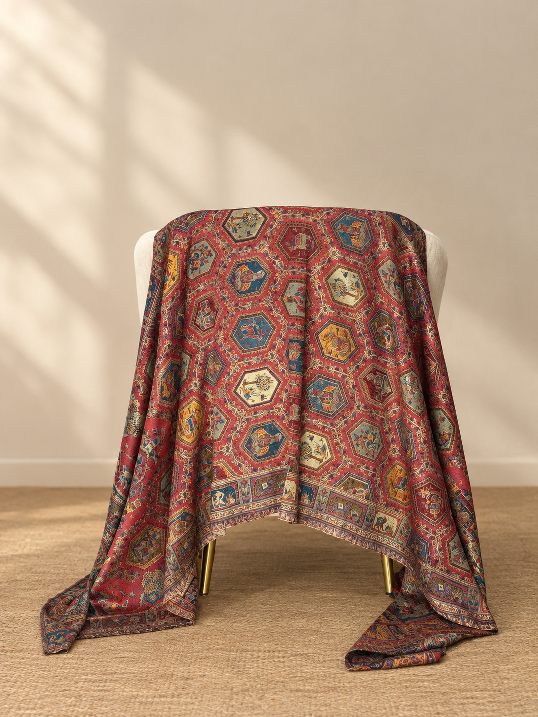 GIRRAJ UNISEX RESHAM JAAL MUGHAL STOLE