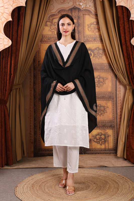 GIRRAJ PASHMINA 4 SIDE BORDER AMBI STOLE