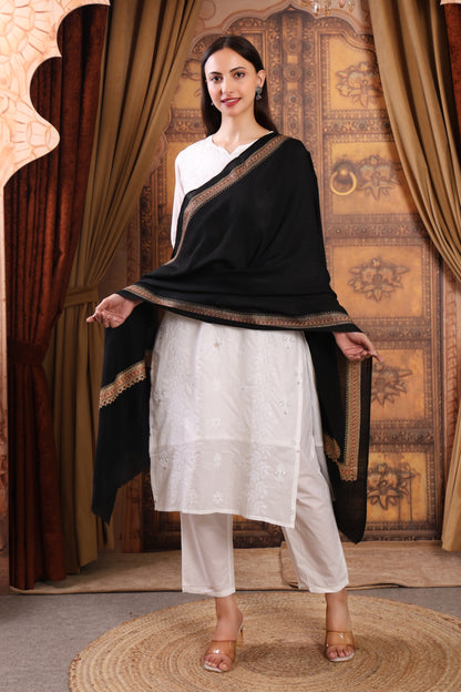 GIRRAJ PASHMINA 4 SIDE BORDER AMBI STOLE