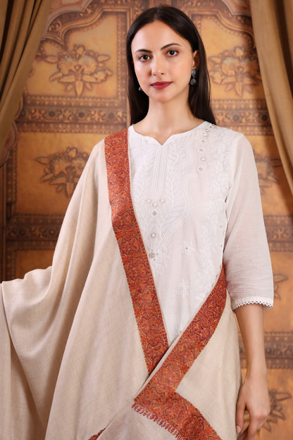 GIRRAJ PASHMINA 4 SIDE BORDER EMBROIDERY STOLE