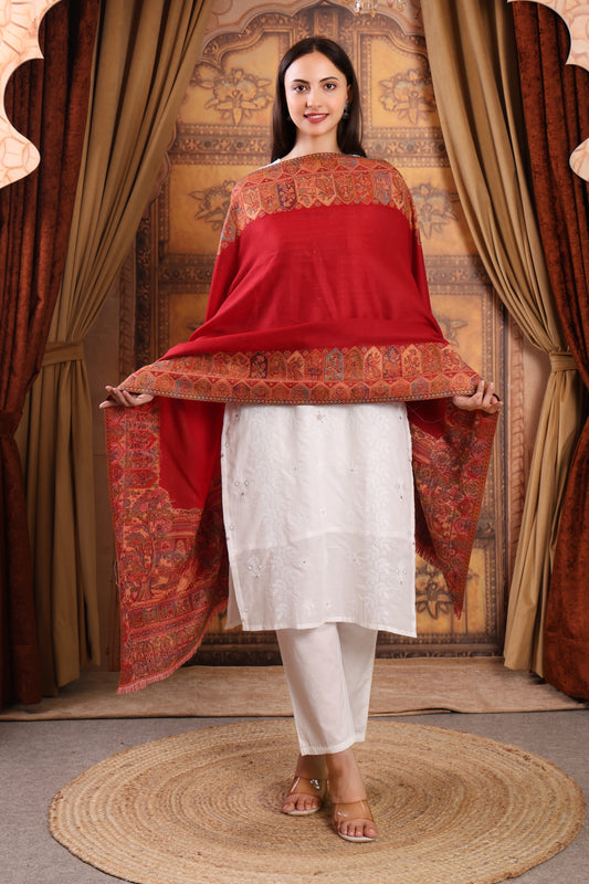 GIRRAJ PASHMINA 4 SIDE KASHMIRI EMBROIDERY SHAWL