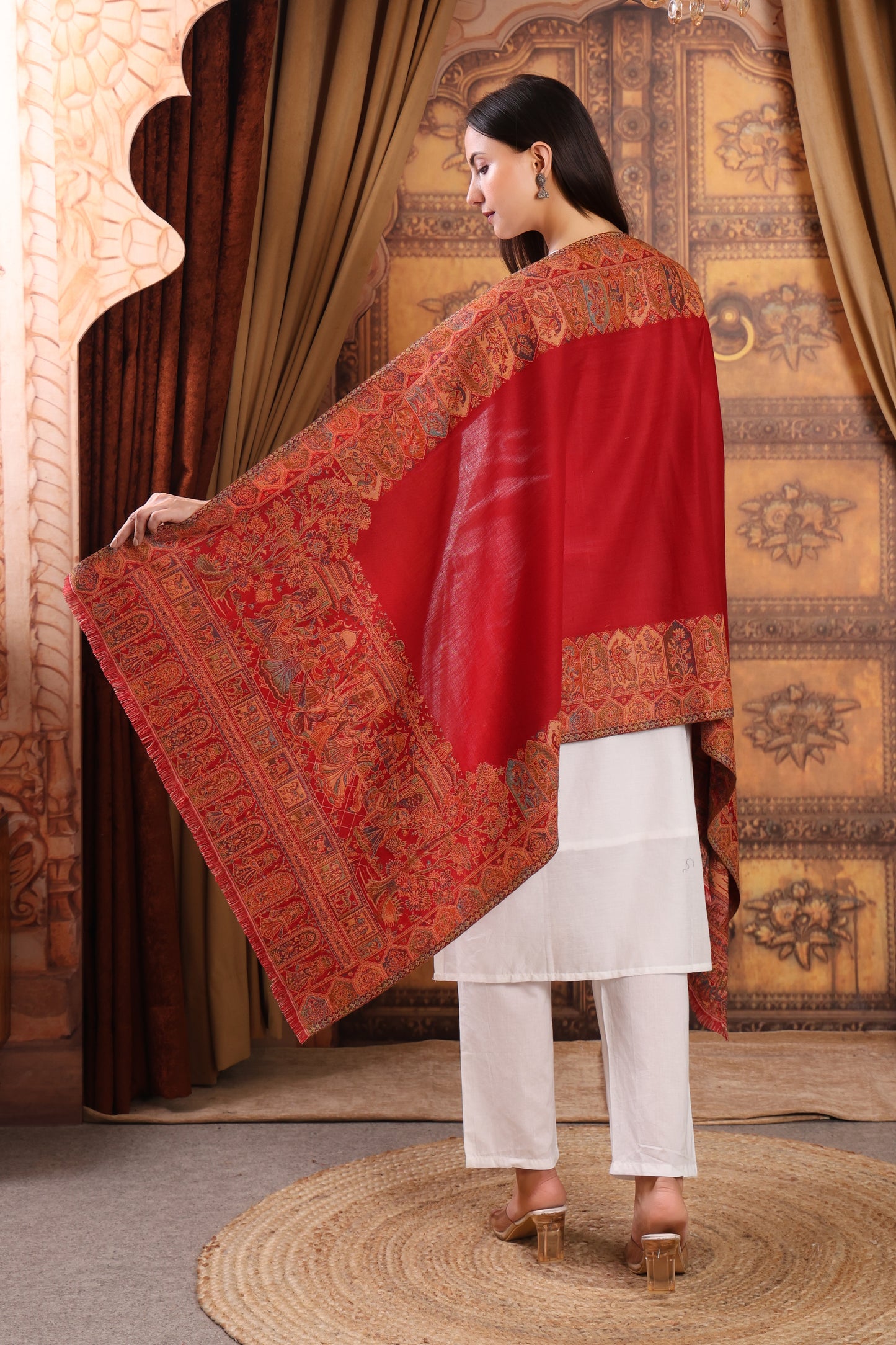 GIRRAJ PASHMINA 4 SIDE KASHMIRI EMBROIDERY SHAWL