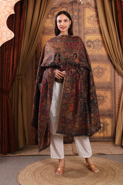 GIRRAJ PASHMINA ZARI KAANI BLACK COLOUR SHAWL