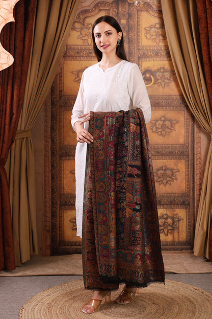 GIRRAJ PASHMINA ZARI KAANI BLACK COLOUR SHAWL