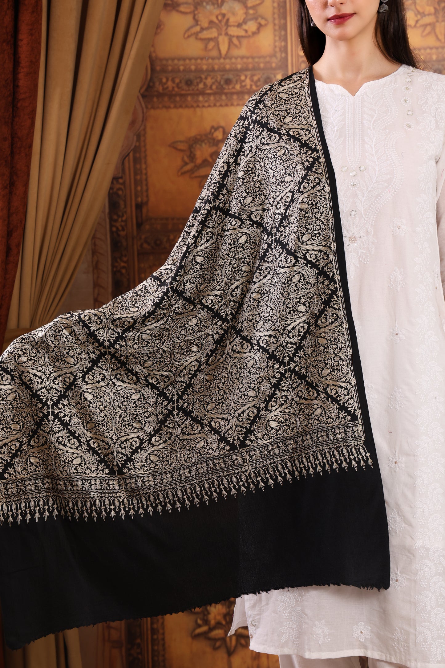 GIRRAJ PASHMINA FW ZARI PENCIL EMBROIDERY JAAL