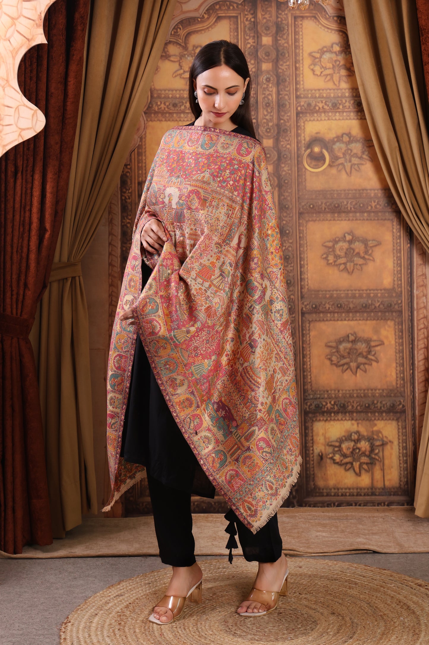 GIRRAJ PASHMINA ZARI KAANI STOLE