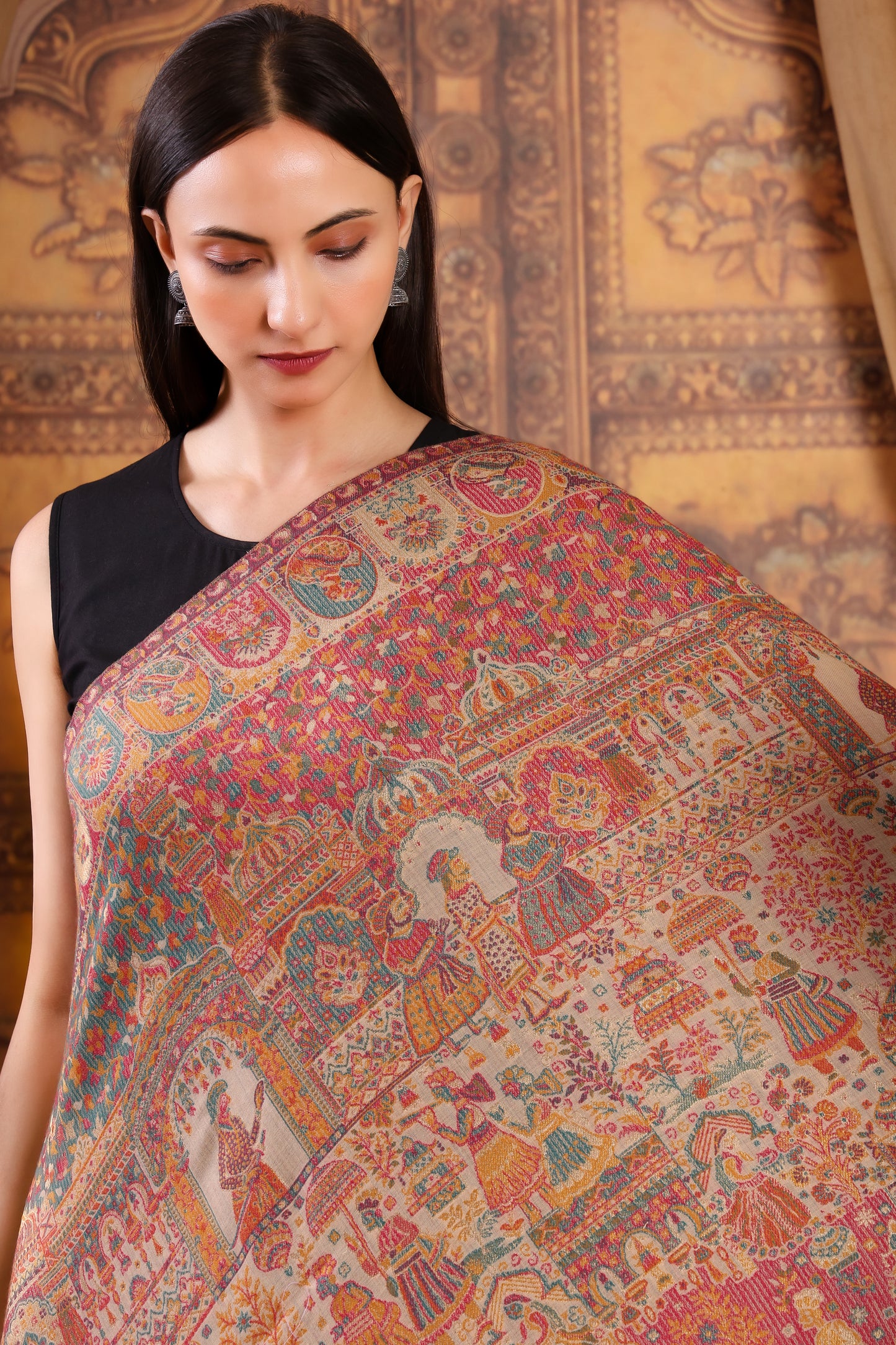 GIRRAJ PASHMINA ZARI KAANI STOLE