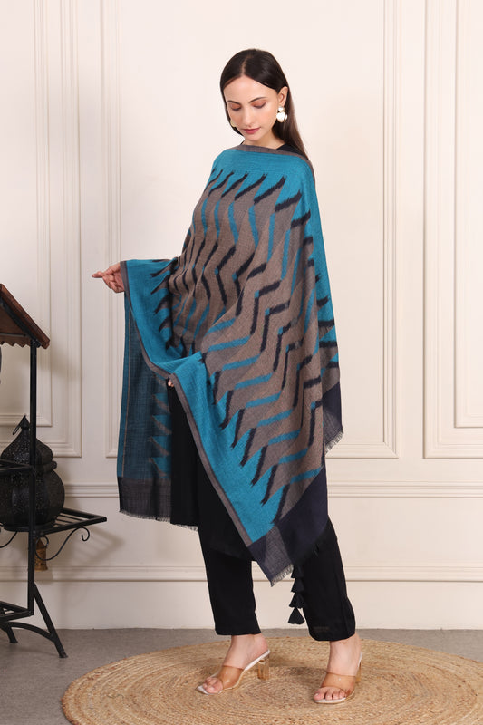 GIRRAJ PASHMINA FINEWOOL IKKAT DESIGN STOLE