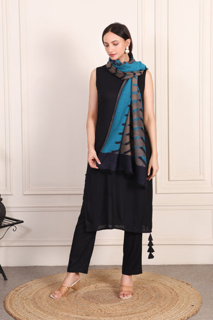 GIRRAJ PASHMINA FINEWOOL IKKAT DESIGN STOLE