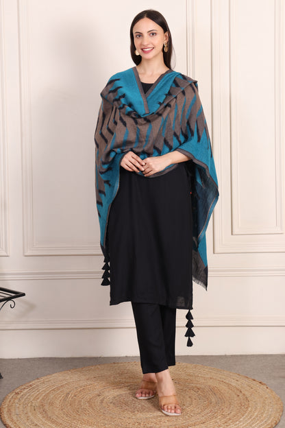 GIRRAJ PASHMINA FINEWOOL IKKAT DESIGN STOLE