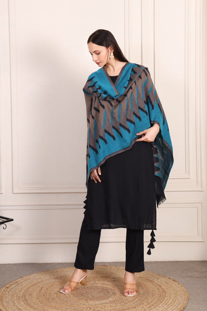 GIRRAJ PASHMINA FINEWOOL IKKAT DESIGN STOLE