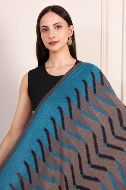 GIRRAJ PASHMINA FINEWOOL IKKAT DESIGN STOLE