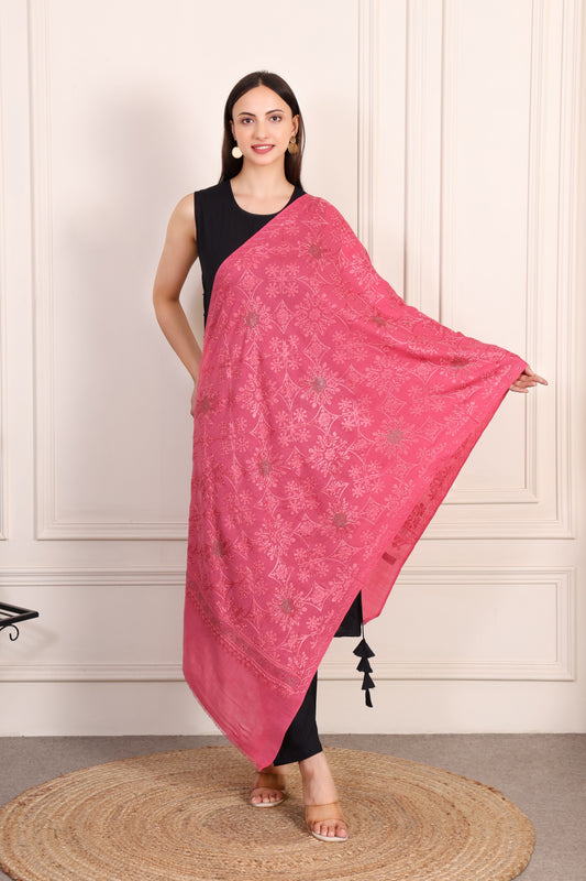 GIRRAJ PASHMINA SIROSKI SUNFLOWER DESIGN STOLE