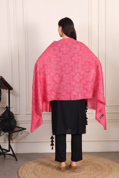 GIRRAJ PASHMINA SIROSKI SUNFLOWER DESIGN STOLE