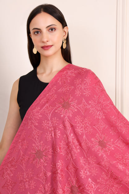 GIRRAJ PASHMINA SIROSKI SUNFLOWER DESIGN STOLE