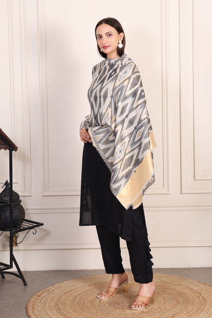GIRRAJ PASHMINA IKKAT ZARI FW DESIGN STOLE