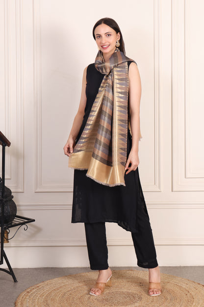 GIRRAJ PASHMINA IKKAT ZARI FW STOLE