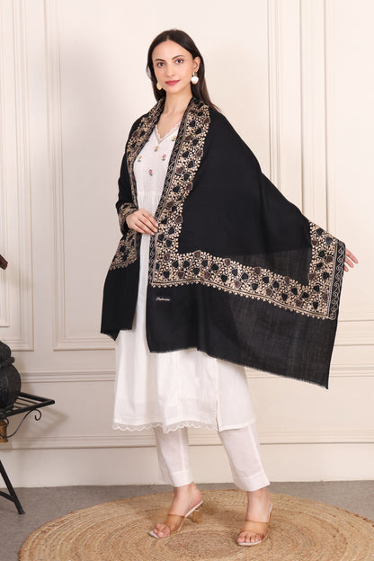 GIRRAJ PASHMINA EMBROIDERY SIROSKI BORDER STOLE